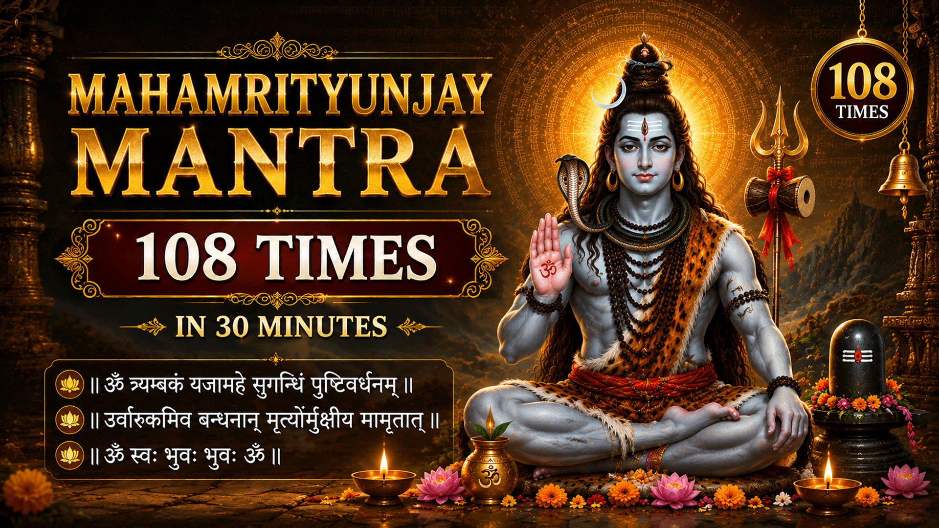 महामृत्युंजय मंत्र 108 बार जाप | शांति, सुरक्षा और आरोग्य के लिए दिव्य मंत्र